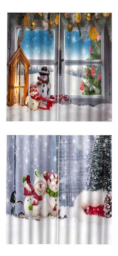 2set Up Christmas Waterfall Curtains 2panels Curtains
