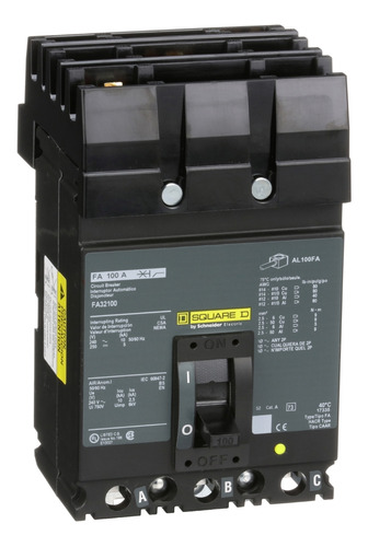 Fa32100 Circuit Breaker, Fa, 240v, 100a, 3 Polos