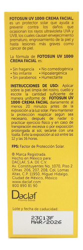 Protector Solar Fotosun Uv 100 50+fps 60ml Facial