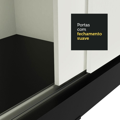 Ropero Madesa Reno 3 Puertas Corredizas Color Negro/Blanco