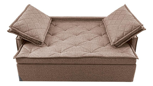 Cama inBox Sofá Bege Escuro Liso Sem Caixa Retrátil 1,65m Cama Inbox Loft. Linho