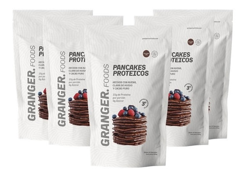 Pancakes Proteicos Granger X5 Unid 18 Pancakes Proteína Sabor Chocolate