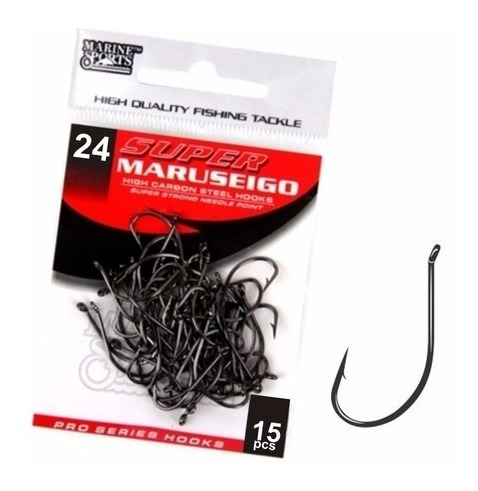 Anzol Marine Sports Super Maruseigo Nº24 (3,9cm), Black, 15p