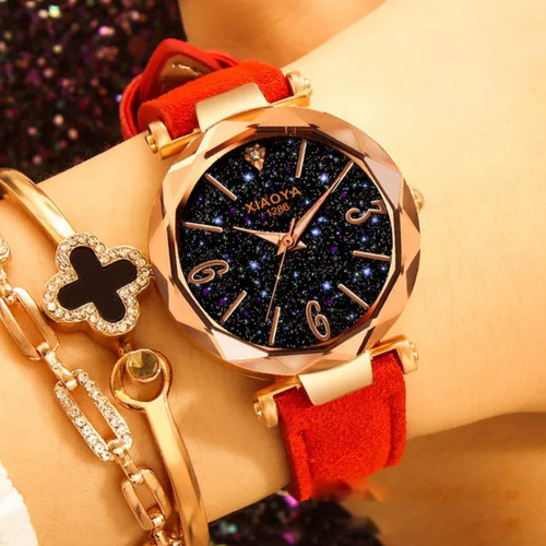 Relógios Feminino De Pulso Céu Estrelado +bracelete+caixinha
