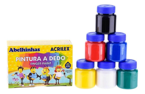 Tinta Pintura A Dedo 15ml Infantil Com 6 Cores Acrilex