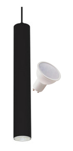 Lampara Colgante Metal Minimalista Tubo 35cm + Dicro 7w Led