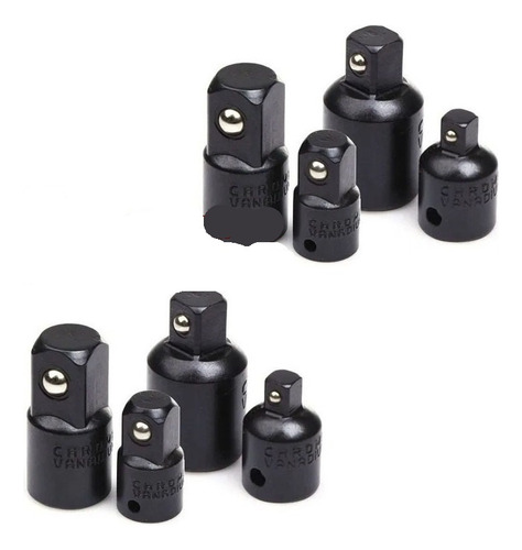 8 Peças Adaptador Soquete Redução 1/4 3/8 1/2 Cr-v