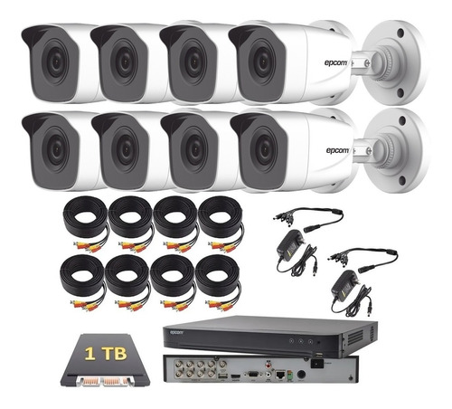 Kit Video Vigilancia 8 Camaras Epcom Full Hd 1080p P2p 1 Tb