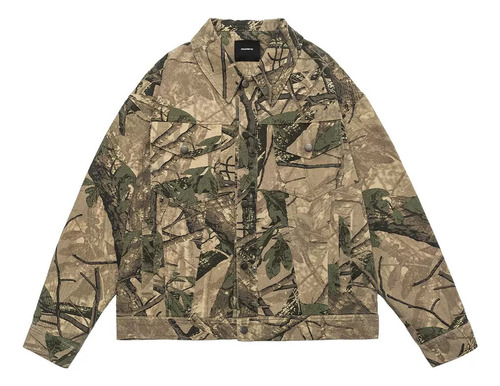 Chaqueta Vaquera De Camuflaje Para Hombre, Corte Holgado, De
