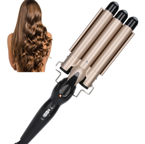 Waflera Para Cabello Tenazas Rizadoras Enchinadora Oro 22mm