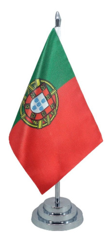 Bandeira De Mesa Portugal Com Mastro 29 Cm Altura 