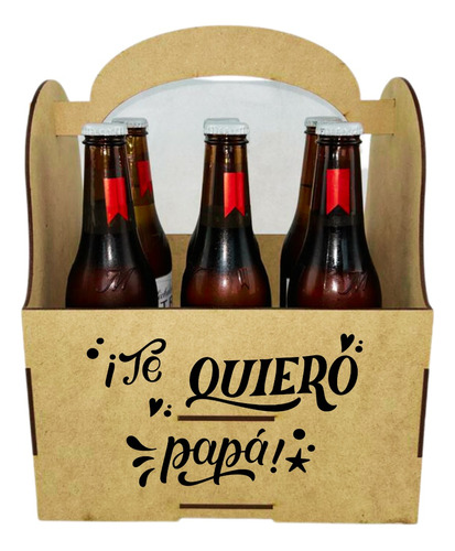 Caja Porta Six Cervezas Con Destapador Día Papá Padre Mdf