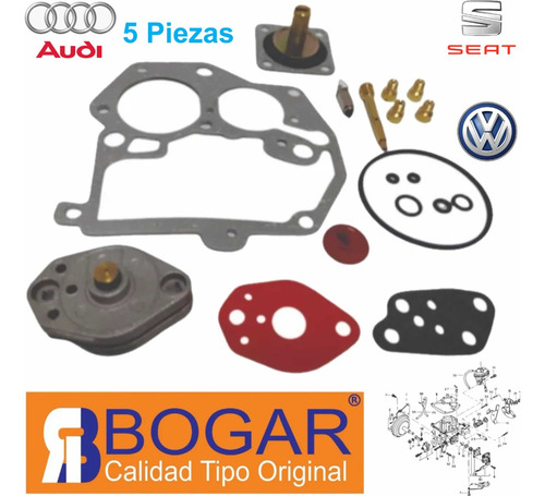 5 Repuestos De Carburador 2 Gargantas Vw Jetta A2 1.8 87-92