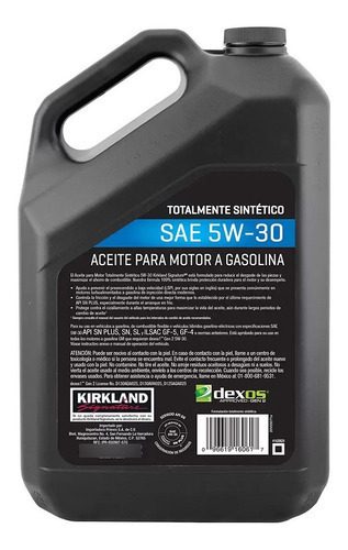 1 Garrafa Aceite Sintético 5w30 4.73lts Kirkland Dexos 1gen3