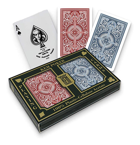 Kit de póquer de dos mazos Kem Arrow Index, 100% plástico