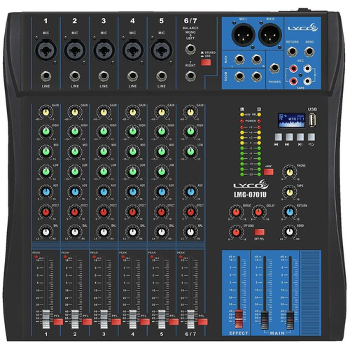 Mesa De Som 7 Canais Bal (5 Xlr + 2 P10) Usb/fx/+48v/1 Aux G