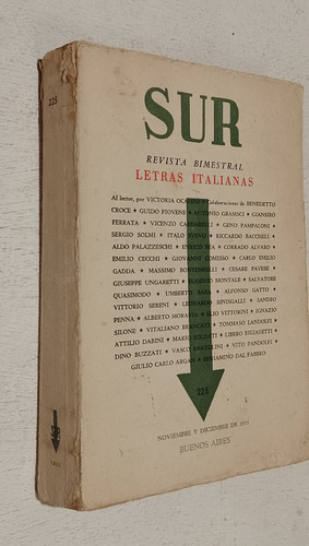 Revista Sur 225 Letras Italianas 1953 Ocampo Gramsci Pavese (Usado)