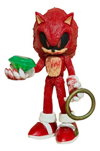 Figura Red Sonic Exe Con Aro Y Diamante