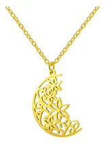 Comprar Collar Para Mujer Luna Flor Joya Plata Enchapada Oro 18k
