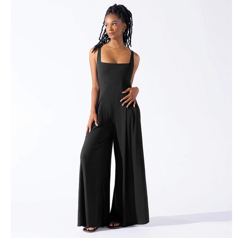 Mono Casual De Punto Con Tirantes De Pierna Ancha Para Mujer