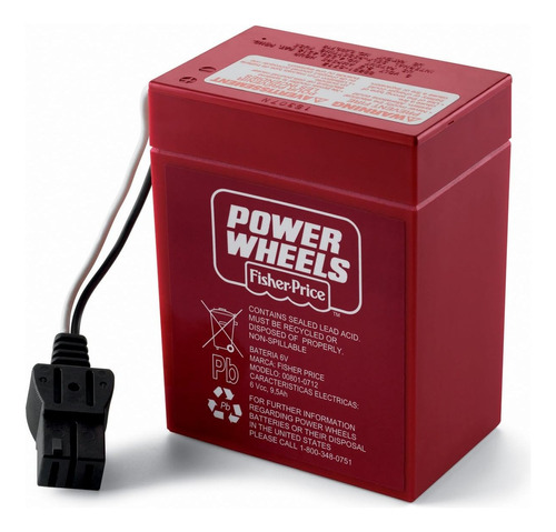 Power Wheels Batería De Repuesto Recargable De 6 Voltios