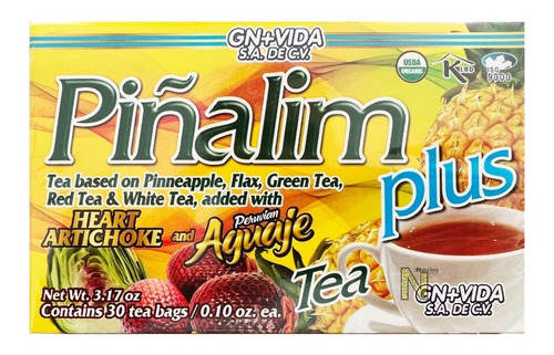 Imagen 6 de 6 de Té Piñalim Plus Con Alcachofa Y Aguaje (30 Sobres) Gn+vida