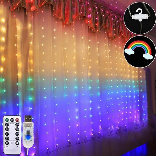 Lámpara De Cortina W Party Decor, 8 Modos, Cadena De Luces U