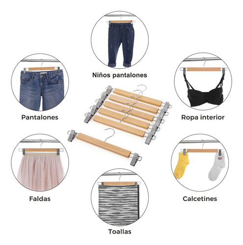 Set De 12 Perchas Songmics De Madera Para Pantalones Girato