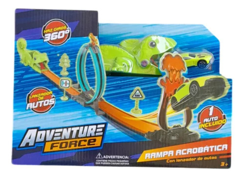 Pista De Coches Adventure Force Rampa Acrobatica Verde Lima
