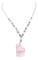 Comprar Colgante Cuarzo Rosa Cadena De Acero. Amor Y La Relajación