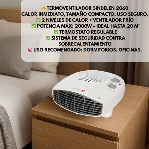 Termoventilador Calefactor Bajo Consumo Estufa Electrica Sindelen Tc2060h-magicair 15m2 1920w Mobar Cafaccion Invierno