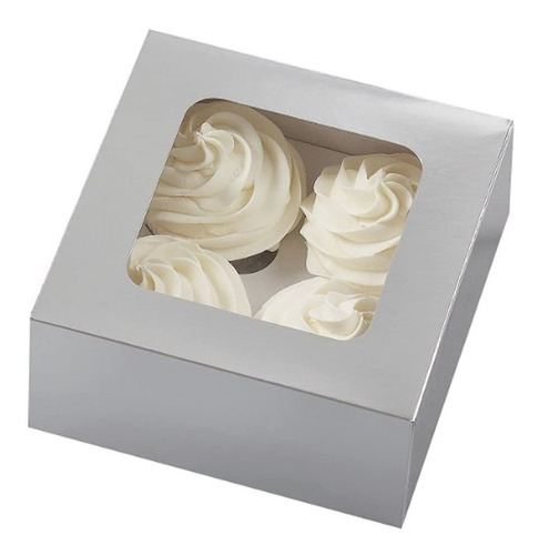 Wilton 4 Cavity Silver Cupcake Boxes 3 Count
