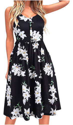 Vestido Informal Estampado Floral Para Mujer Clasico Verano