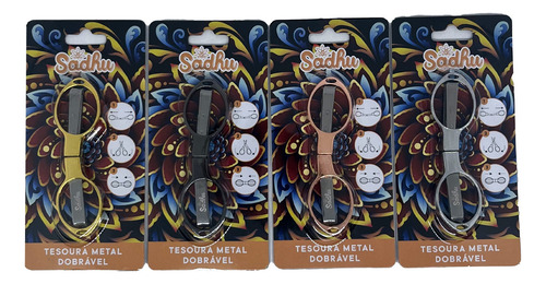 Tesoura Multiuso Sadhu Dobrável Com Corte Reto - Colorido