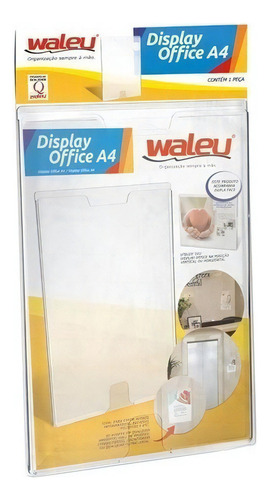 Display Office A4 Waleu Transparente - Caixa C/ 12 Un