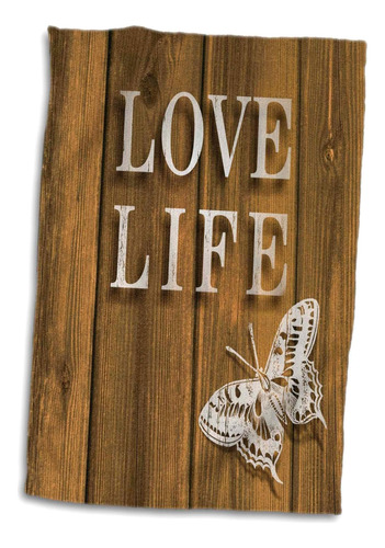 Toalla De Mano 3d Rose Love Life-text With White Butterfly O