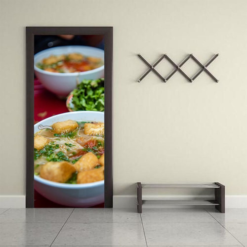 Vinilo Para Puerta Sopa Soup Comida Gourmet Delicia Deco M5