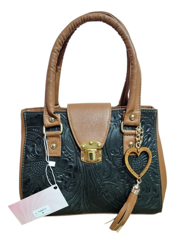 Bolsa De Mano De Piel Color Negro Y Shedron