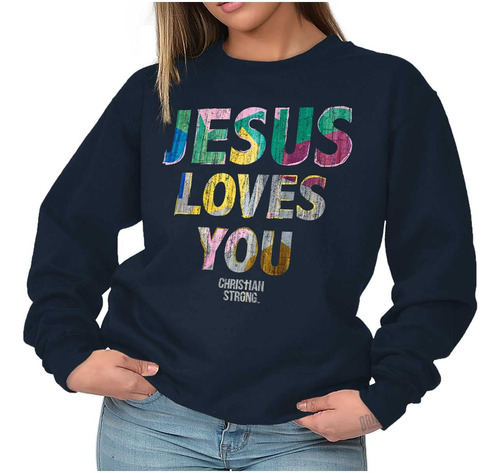 Te Ama Cristiana Biblia Mujer Cuello Redondo Sudadera