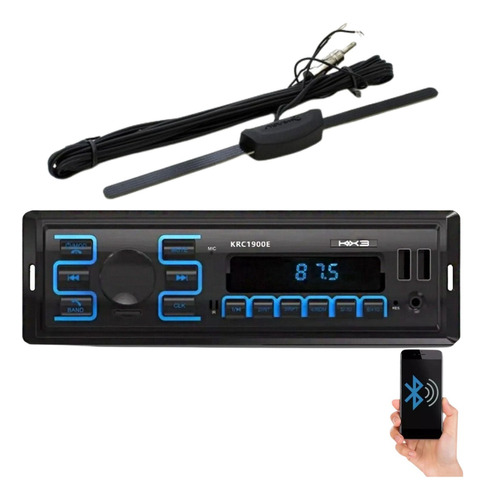 Kit Rádio Kx3 Krc1900 Bluetooth + Antena Interna Para Rádio