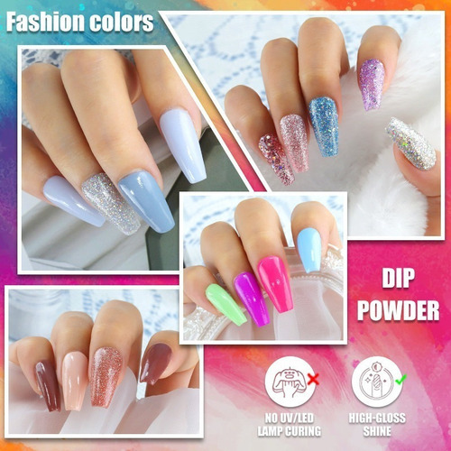 Set De Uñas Dip Powder, Kit De Polvo Para Inmersión Con