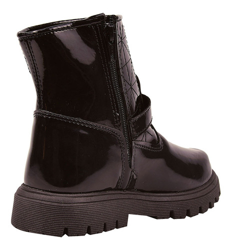 Imagem 3 de 4 de Bota Flat Chelsea Cano Curto Infantil Menina Zíper Verniz