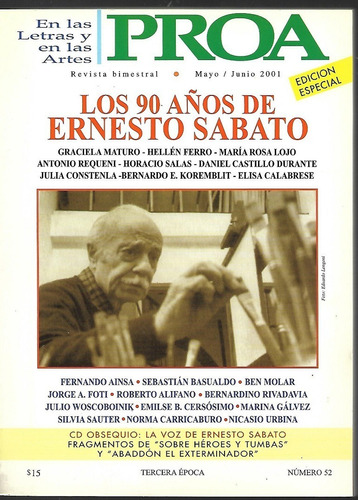 Proa 2001_los 90 Años De Ernesto Sabato. Con Cd