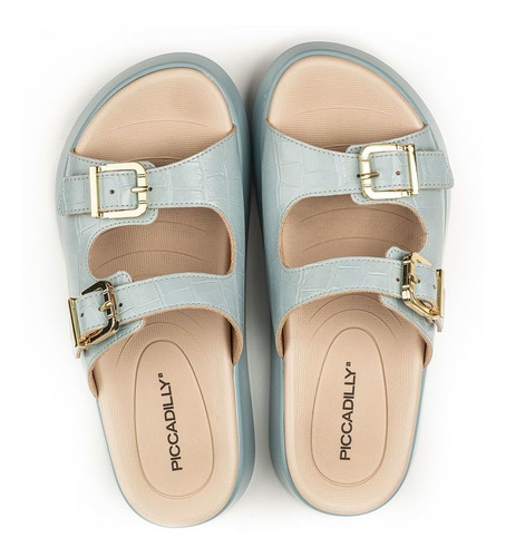 Imagem 3 de 4 de Tamanco Flat Form Piccadilly Birken Anabela 468005 Azul