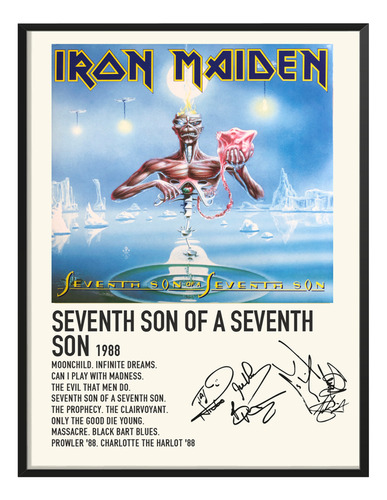 Cuadro Iron Maiden Music Album Tracklist Exitos Seventh Son