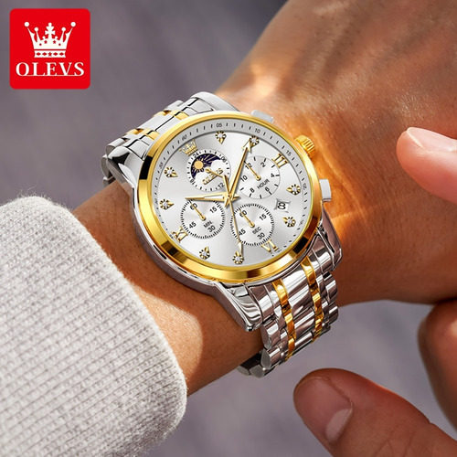 Reloj Olevs Diamond Calendar Moon Phase Business