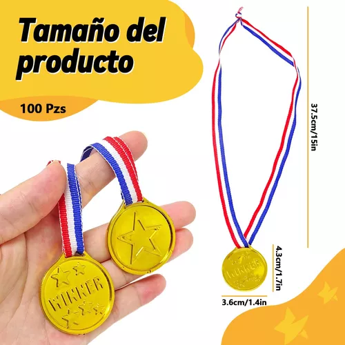  100 paquetes de medallas de oro para niños de plástico