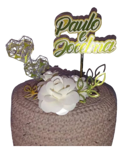 Kit Topper Topo De Bolo Casamento Casal Noivos Personalizado
