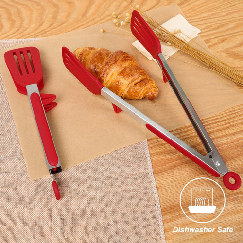 · 2 Pinza Para Cocina De Silicona Acero Inoxidable Kit