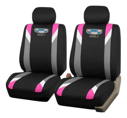 Juego Cubreasiento Universal Tela Negro Rosado Logo Geely